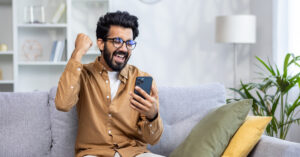 Happy man received loan approval odds