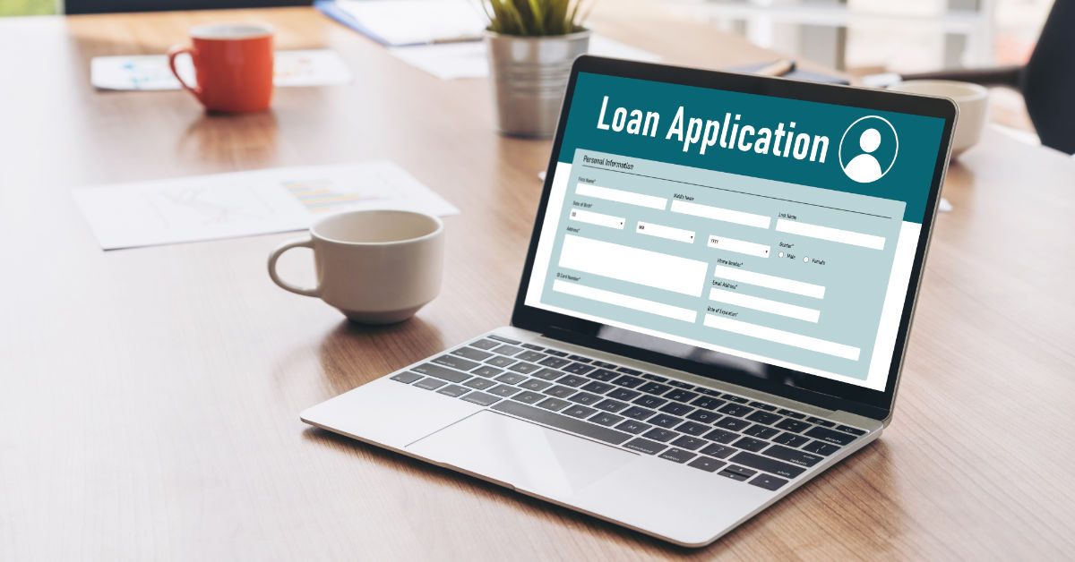 Loan options in Florida graphic of loan application on laptop